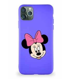 Apple iPhone 11 Pro Max Soft Premier Kapak Minnie Mouse-C Tasarımlı Silikon Kılıf - Mor (Şeffaf)