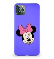 Apple iPhone 11 Pro Max Soft Premier Kapak Minnie Mouse-C Tasarımlı Silikon Kılıf - Mor (Şeffaf)