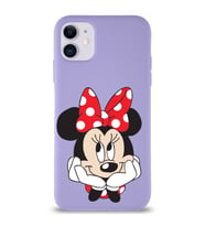Apple iPhone 11 Uyumlu Lansman Kılıf Minnie Mouse Tasarımlı Altı Kapalı İçi Kadife Kaplı  Kapak (Şeffaf)