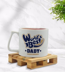 BK Gift Kişiye Özel Dünyanın En İyi Babası Tasarımlı Middle Beyaz Kupa Bardak Model 3