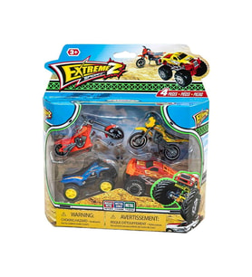 Express Wheels Animal Truck ve Motosikletli Oyuncak Dörtlü Extreme Sporlar Seti