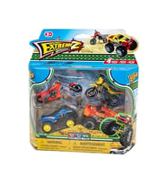 Express Wheels Animal Truck ve Motosikletli Oyuncak Dörtlü Extreme Sporlar Seti