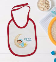 BK Kids Uykucu Oğlan Tasarımlı Kırmızı Bebek Mama Önlüğü-1