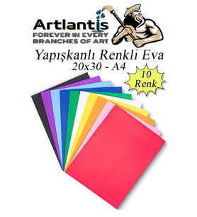 Yapışkanlı Eva A4 20x30 cm 10 Renk 1 Paket Yapışkanlı Eva Süngeri 10'lu Okul Kreş Anasınıfı Elişi Etkinlikleri (Çok Renkli)