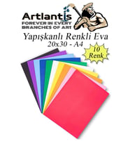 Yapışkanlı Eva A4 20x30 cm 10 Renk 1 Paket Yapışkanlı Eva Süngeri 10'lu Okul Kreş Anasınıfı Elişi Etkinlikleri (Çok Renkli)