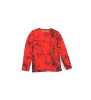Turuncu Orman Desenli Uzun Kol Yuvarlak Yaka Sweatshirt (Kamuflaj-Turuncu)