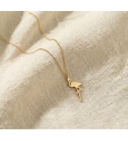 Kişiye Özel 925 Ayar Gümüş Minimal Zarif Flamingo Kolye (Gold)