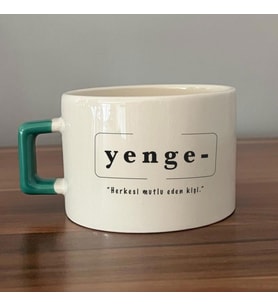 Yenge Baskılı Yeşil Kulplu C Fincan