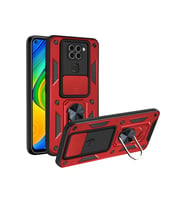 Redmi Note 9 4G Kılıf Pars Lens Yüzüklü Silikon - Kırmızı