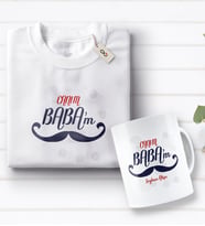 BK Gift Kişiye Özel Canım Babam Tasarımlı Beyaz Tişört ve Kupa Seti-8 (Model 1)