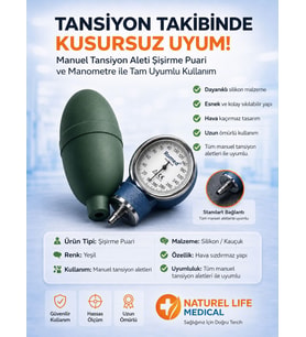 Manuel Tansiyon Aleti Şişirme Puarı  Hava Kaçırmaz Silikon Pompa  Universal Uyumlu