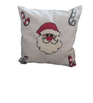 Yılbaşı Baston Şekerli Noel Baba Punch İşlemeli Yastık Salon Kırlent Kılıfı