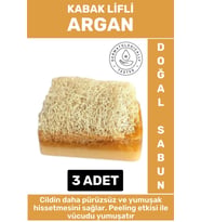 Özel Üretim Masaj Etkili Nemlendirici Kuruluk Giderici Doğal Kabak Lifli Argan Sabunu 3 Adet