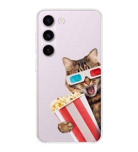 PrintiFy Samsung Galaxy S23 ile Uyumlu 1mm Slim Fit Kedi 1 050b Baskılı Şeffaf  Kılıf