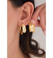 925 Ayar Gümüş 20 mm Altın Gold Mat Kaplama Şarnel HALKA  KÜPE