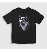 Presmono Unisex Çocuk Siyah Siberian Wolf Kurt T-Shirt 307239tt