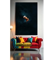 SÜZÜLEN ASTRONOT V1 Ev Duvar Salon Güzellik Salonu Ofis Dükkan Dekarasyon Kanvas Tablo (Çok Renkli)