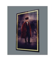 Miyrem Glasses Collection -A1^#  Gold Şerit Pardesülü Atatürk Cam Tablo (Çok Renkli)