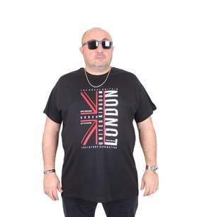 Starbattal Erkek Büyük Beden Sıfır Yaka Tişört London 25166 SIYAH