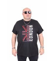 Starbattal Erkek Büyük Beden Sıfır Yaka Tişört London 25166 SIYAH