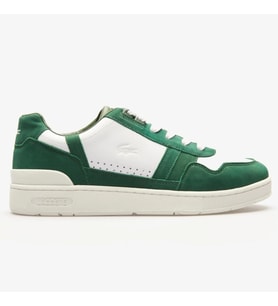 Lacoste T-Clip Leather Mens Sneaker Hakiki Deri Günlük Spor Ayakkabı Beyaz Yeşil