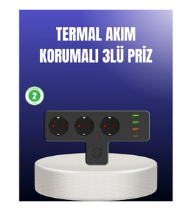 Mey İthalat® USB ve Type-C Portlu Anahtarlı Çoklu Priz Güç Ünitesi