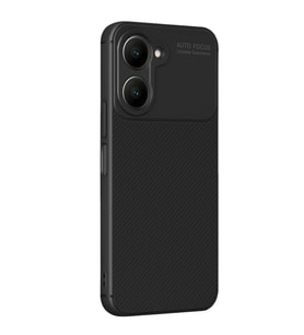 Vivo Y18 Kılıf Auto Focus Karbon Kapak - Siyah