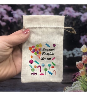Baskılı Hediyekik Kese - Bayram Harçlığı Tasarım - Ramazan Bayramı - Şeker Bayramı Harçlık Kesesi