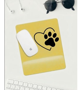 Sarı Kalp & Pati Desenli Bilek Destekli Mousepad – Ergonomik Kaymaz Mouse Pad