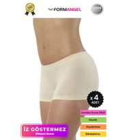 #KadınBoxer Toparlayıcı Şekillendirici Seamless Kaymaz Kadın Dikişsiz Boxer İç Çamaşırı - 4 Adet (Ten)