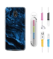 Xiaomi Redmi 8A 8 Pro 9C 9T 10C 11T Pro Kılıf Kablo Koruma Spiral Silikon Blue MArble 1379