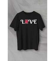 14 Şubat Sevgililer Günü Love Baskılı Oversize Bisiklet Yaka T-shirt - Siyah