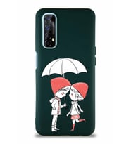 Realme 7 Soft Premier Kapak Aşk Tasarımlı Silikon Kılıf - Yeşil (Şeffaf)