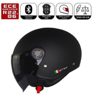 FR612 Mat Siyah Motosiklet Kaskı Güneş Vizörlü Yarım Açık Motorcu Kask