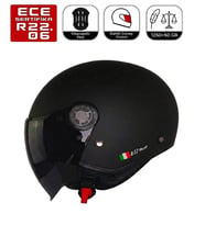 FR612 Mat Siyah Motosiklet Kaskı Güneş Vizörlü Yarım Açık Motorcu Kask
