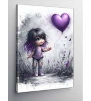 Kanvas Tablo Mor Balonlu Çocuk