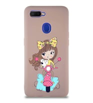 Oppo A5S Soft Premier Kapak Vespagirl Tasarımlı Silikon Kılıf - Pudra (Şeffaf)