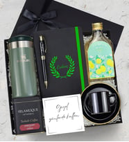 Termos & Defter & Kolonya & Selamlıque & Kalem & Fincan Hediye Seti