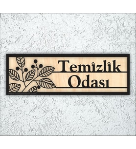 10x20 cm Temizlik Odası Yazılı Ahşap Yönlendirme