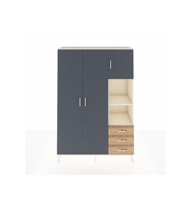 Hyperion Dolap 5 Raflı 3 Çekmeceli Tek Askılı 132x44x195 Aytaşı-Antrasit/Çam