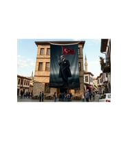 Mustafa Kemal Atatürk ve Türk Bayrağı Poster Bayrak Premium Raşel Kumaş ATA61