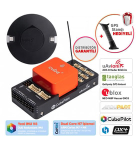 CubePilot Pixhawk The Cube Orange+ (IMU V8) Standard Set Otopilot Sistemi (ADS-B Carrier Board) + HERE3+ CAN GPS / GNSS WITH M8P Combo Set (Distribütör Garantili)  (Siyah)