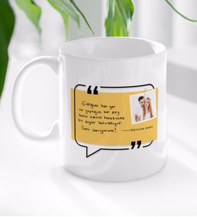 BK Gift Kişiye Özel El Yazı Mesajlı Fotoğraflı Hediye Beyaz Kupa Bardak-4