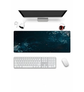 SonicTouch Klavye Mousepad 32x70cm Dikişsiz Pürüzsüz Sıvı Geçirmez Kaymaz Taban Gece Nebulası