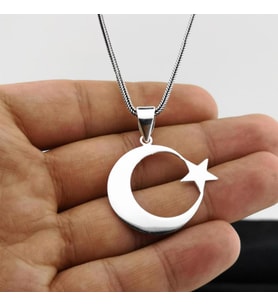 925 Ayar Gümüş Ayyıldız Kolye Kalın Zincirli 60 CM