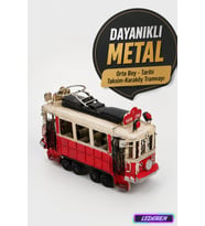 Dekoratif Metal Taksim Tramvayı Orta Boy Nostaljik El Yapımı Retro Ev Ofis Biblo 1104W-5