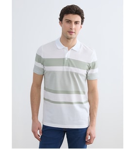 LCWAIKIKI Classic Beyaz Polo Yaka Çizgili Pike Tişört