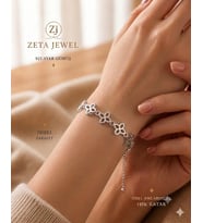 Zeta Jewel 925 Ayar Gümüş Çiçek Model Bileklik Parlak Cilalı Zarif Tasarım 16+4 cm Ayarlanabilir Kadın Bileklik