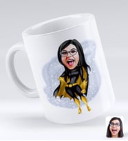 BK Gift Kişiye Özel Kadın Süper Kahraman Karikatürlü Beyaz Kupa Bardak-3