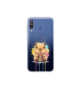 Samsung Galaxy M30 ile Uyumlu Splash Kapibara Tasarımlı Şeffaf Silikon Kılıf